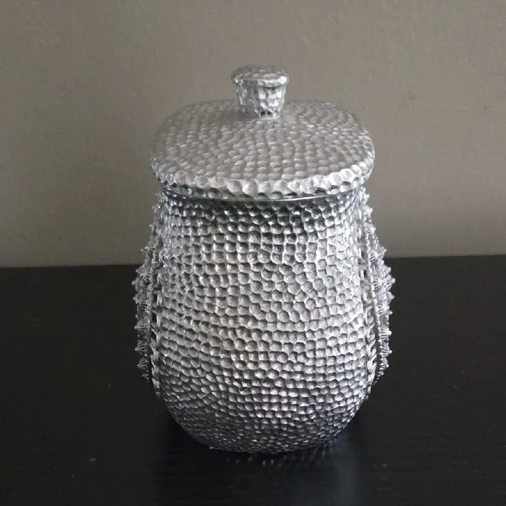 Silver Textured Decorative Jar
